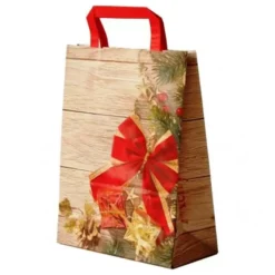 15 X BUSTE CARTA FIOCCO ROSSO NATALE PIATTA 32+17x45