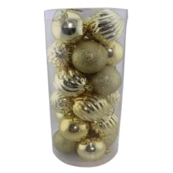 24 Palline Per Albero Di Natale Mix Oro 87315