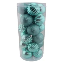 24 Palline Per Albero Di Natale Mix Verde Chiaro 87353