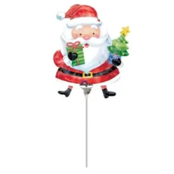 5 PALLONCINI MINI FOIL BABBO NATALE CON ASTA