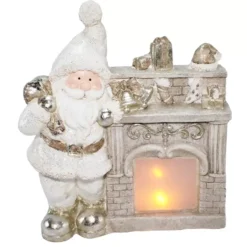 BABBO NATALE CON CAMINO E LUCI LED