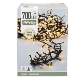 Luci Di Natale 700 Led Luce Bianco Cavo Verde Extra Caldo 8 Giochi Di Luce 279829