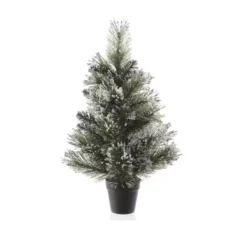 MINI ALBERO DI NATALE ECOLOGICO ABETE INNEVATO CON VASO 90 CM