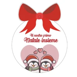 PALLINA NATALIZIA NATALE INSIEME PINGUINI IN PLEXIGLASS 10 CM