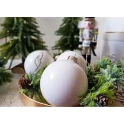 Palline Di Natale Sfera In Vetro 10 Cm Bianco Latte - Milk N16048/MLK 12 Pz