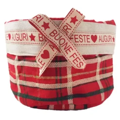 PORTAPANE NATALIZIO IN TESSUTO CON BORDO STAMPATO BUON NATALE - AUGURI