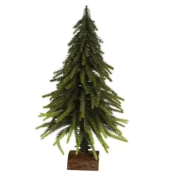 ALBERO DI NATALE FINTO ABETE CON BASE DI LEGNO