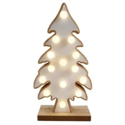 ALBERO DI NATALE IN LEGNO CON MINI LED 30 CM