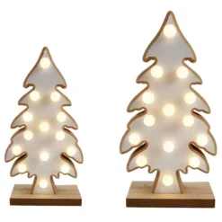ALBERO DI NATALE IN LEGNO CON MINI LED 24 CM