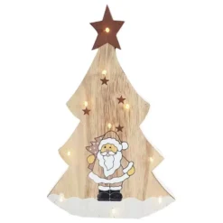ALBERO IN LEGNO CON BABBO NATALE – MINI LUCI LED