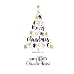 Biglietto Per Auguri Di Natale Personalizzabile 20 Pz - Albero Oro