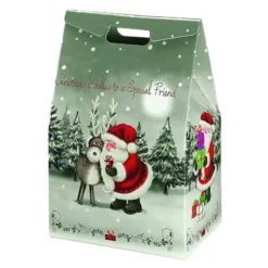 CONFEZIONE REGALO SCATOLA BABBO NATALE CON RENNE