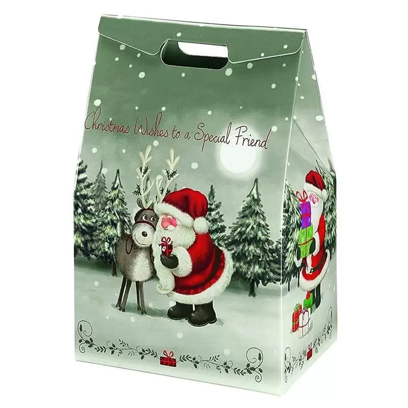 CONFEZIONE REGALO SCATOLA BABBO NATALE CON RENNE 3 CONFEZIONE REGALO SCATOLA BABBO NATALE CON RENNE