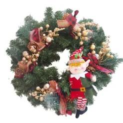 Ghirlanda Fuoriporta Natalizio Fai Da Te Con Elfo Di Babbo Natale