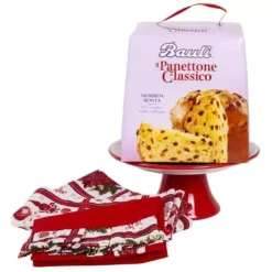 IDEA REGALO PER NATALE PANETTONE CON ALZATINA E STROFINACCI