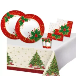 KIT 16 - COORDINATO TAVOLA AGRIFOGLIO NATALE FESTE NATALIZIE