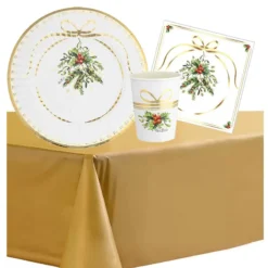 Kit N 16 Merry Gold Christmas Set Tavola Per Natale