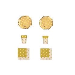 KIT N 2 COORDINATO POIS ORO IDEALE PER FESTA DI NATALE O CAPODANNO TAVOLA PARTY