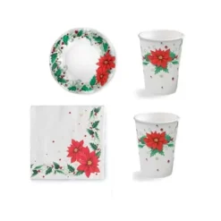 KIT N 2 COORDINATO TAVOLA STELLA DI NATALE ADDOBBI TAVOLA FESTA DI NATALE