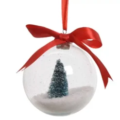 PALLINA DI NATALE CON NEVE E ALBERO - 6 PZ