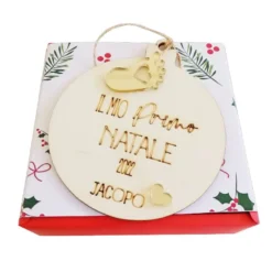 Pallina Il Mio Primo Natale In Legno E Plexiglass - Personalizzabile