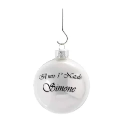 PALLINA NATALIZIA BIANCA IL MIO PRIMO NATALE CON NOME PERSONALIZZABILE