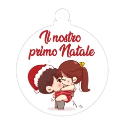 3 PALLINE NATALIZIE IL NOSTRO PRIMO NATALE COPPIA IN PLEXIGLASS 10 CM