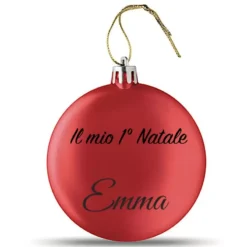 PALLINA NATALIZIA ROSSA IL MIO PRIMO NATALE CON NOME PERSONALIZZABILE