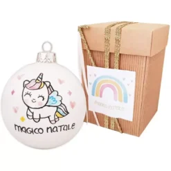 PALLINA NATALIZIA UNICORNO MAGICO NATALE CON CONFEZIONE REGALO