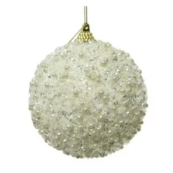 PALLINE DI NATALE AVORIO GLITTER - 6 PZ