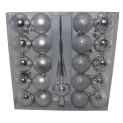 PALLINE DI NATALE E PUNTALE ARGENTO