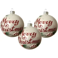 PALLINE DI NATALE MERRY CHRISTMAS - 3 PZ