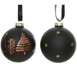 PALLINE DI NATALE NERE E ORO - 3 PZ