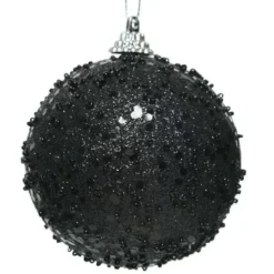 PALLINE DI NATALE NERE GLITTER - 6 PZ