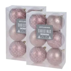 PALLINE DI NATALE ROSA PRETTY - 12 PZ