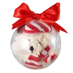 PALLINE DI NATALE TRASPARENTI CON PELUCHE – 2 PZ