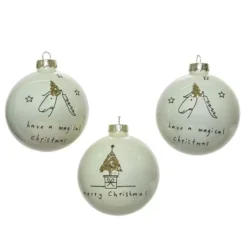 PALLINE DI NATALE UNICORNO DISEGNATO - 3 PZ