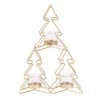 PORTA CANDELE ALBERO DI NATALE DORATO 3 POSTI